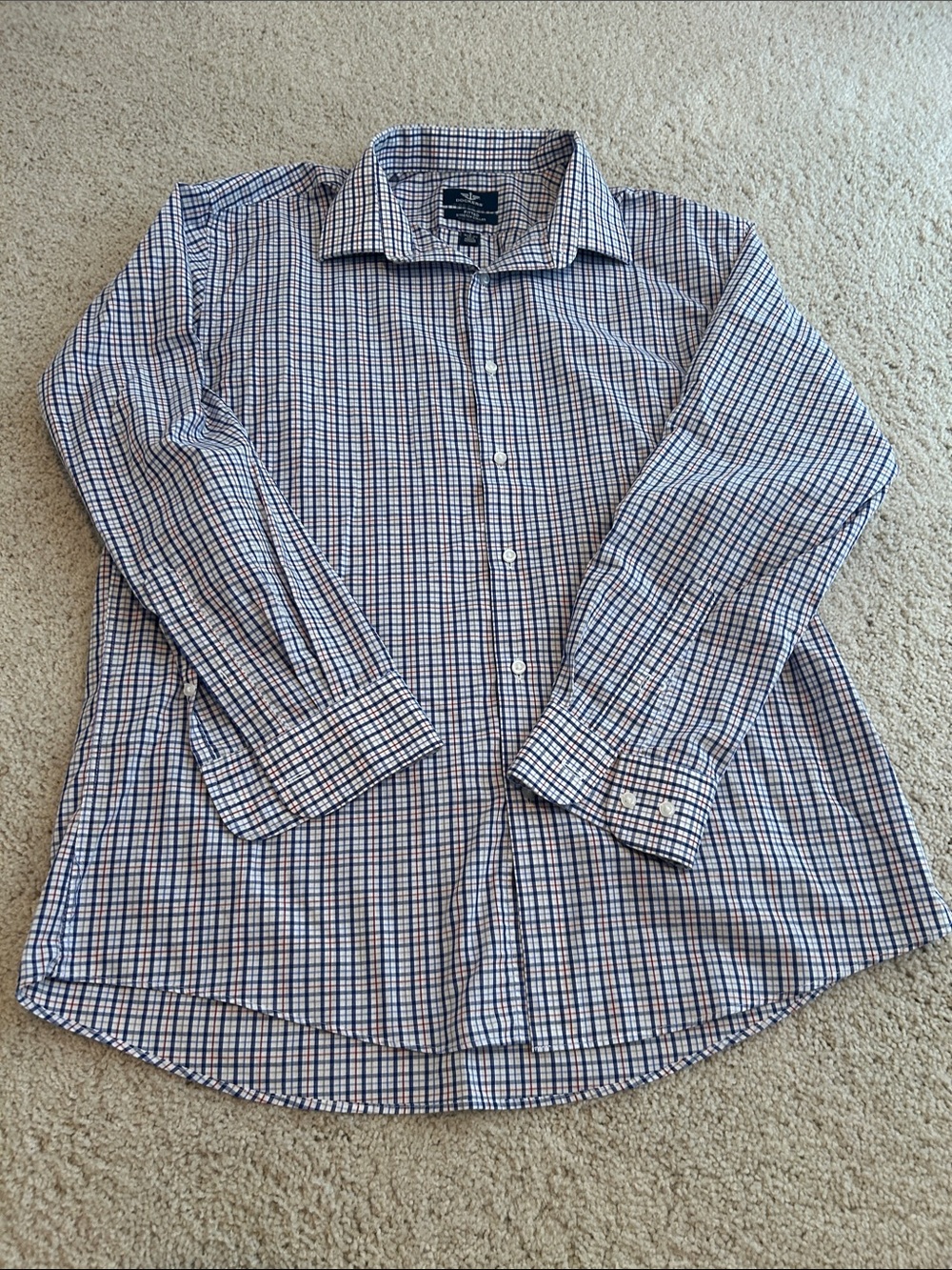 Dockers Men’s Blue and White Check Dress Shirt